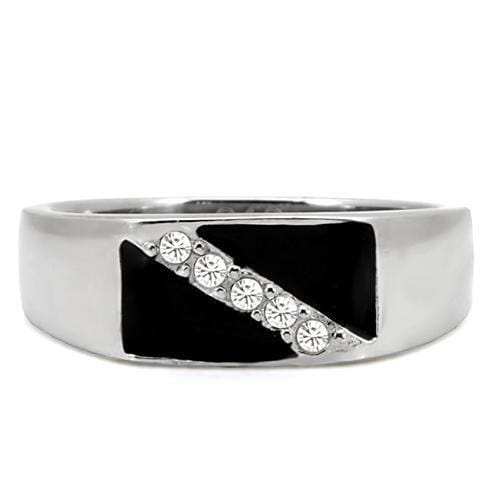 TK414701 - High polished (no plating) Stainless Steel Ring with Top Grade Crystal in Clear - Alamode - Flyclothing LLC