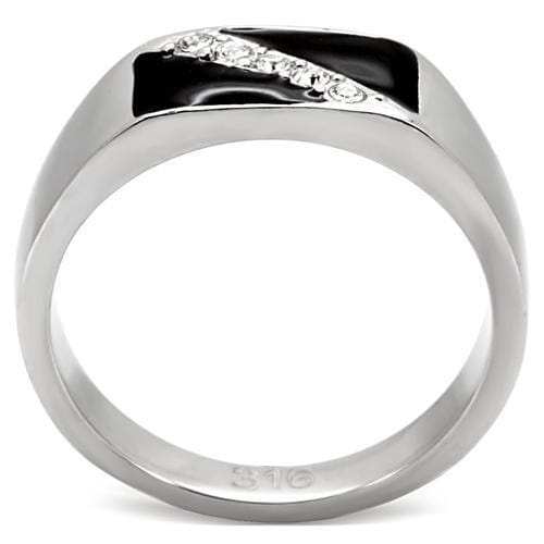 TK414701 - High polished (no plating) Stainless Steel Ring with Top Grade Crystal in Clear - Alamode - Flyclothing LLC