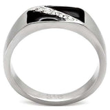 TK414701 - High polished (no plating) Stainless Steel Ring with Top Grade Crystal in Clear - Alamode - Flyclothing LLC