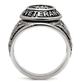 TK414704 - High polished (no plating) Stainless Steel Ring with Epoxy in Jet - Alamode - Flyclothing LLC
