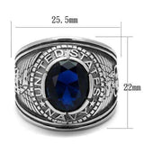 TK414707 - High polished (no plating) Stainless Steel Ring with Synthetic Synthetic Glass in Sapphire - Alamode - Flyclothing LLC
