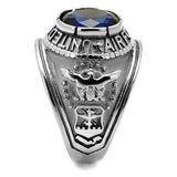 TK414708 - High polished (no plating) Stainless Steel Ring with Synthetic Synthetic Glass in Sapphire - Alamode - Flyclothing LLC