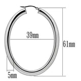 TK423 - High polished (no plating) Stainless Steel Earrings with No Stone - Alamode - Flyclothing LLC