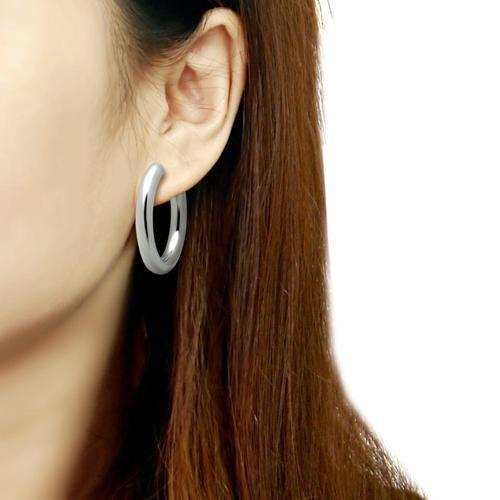 TK424 - High polished (no plating) Stainless Steel Earrings with No Stone - Alamode - Flyclothing LLC