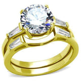 TK44701 - IP Gold(Ion Plating) Stainless Steel Ring with AAA Grade CZ in Clear - Alamode - Flyclothing LLC