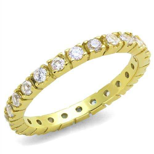 TK45202G - IP Gold(Ion Plating) Stainless Steel Ring with AAA Grade CZ in Clear - Alamode - Flyclothing LLC