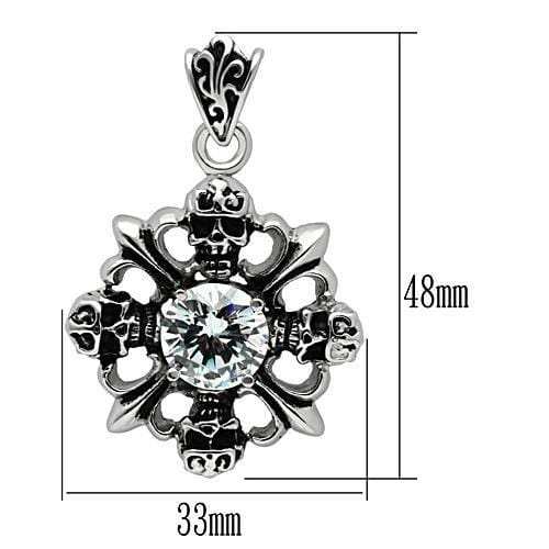 TK454 - High polished (no plating) Stainless Steel Chain Pendant with AAA Grade CZ in Clear - Alamode - Flyclothing LLC