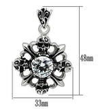 TK454 - High polished (no plating) Stainless Steel Chain Pendant with AAA Grade CZ in Clear - Alamode - Flyclothing LLC