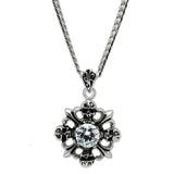TK454 - High polished (no plating) Stainless Steel Chain Pendant with AAA Grade CZ in Clear - Alamode - Flyclothing LLC