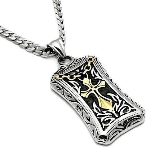 TK455 - Gold+Rhodium Stainless Steel Chain Pendant with No Stone - Alamode - Flyclothing LLC