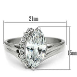 TK475 - High polished (no plating) Stainless Steel Ring with AAA Grade CZ in Clear - Alamode - Flyclothing LLC