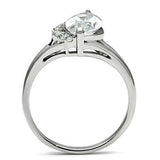 TK475 - High polished (no plating) Stainless Steel Ring with AAA Grade CZ in Clear - Alamode - Flyclothing LLC