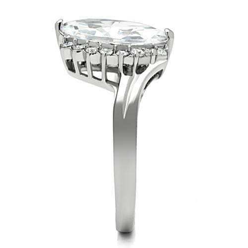TK475 - High polished (no plating) Stainless Steel Ring with AAA Grade CZ in Clear - Alamode - Flyclothing LLC