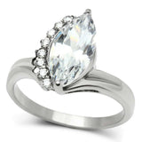 TK475 - High polished (no plating) Stainless Steel Ring with AAA Grade CZ in Clear - Alamode - Flyclothing LLC