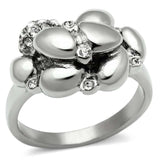 TK476 - High polished (no plating) Stainless Steel Ring with Top Grade Crystal in Clear - Alamode - Flyclothing LLC