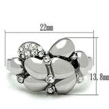 TK476 - High polished (no plating) Stainless Steel Ring with Top Grade Crystal in Clear - Alamode - Flyclothing LLC