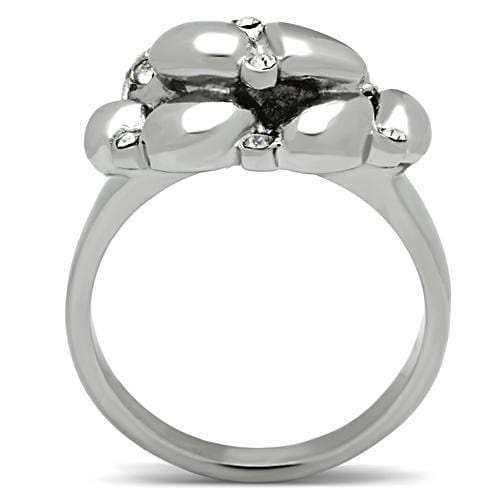TK476 - High polished (no plating) Stainless Steel Ring with Top Grade Crystal in Clear - Alamode - Flyclothing LLC
