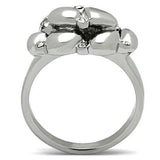 TK476 - High polished (no plating) Stainless Steel Ring with Top Grade Crystal in Clear - Alamode - Flyclothing LLC