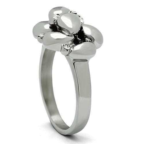 TK476 - High polished (no plating) Stainless Steel Ring with Top Grade Crystal in Clear - Alamode - Flyclothing LLC