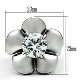 TK477 - High polished (no plating) Stainless Steel Ring with AAA Grade CZ in Clear - Alamode - Flyclothing LLC