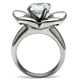 TK477 - High polished (no plating) Stainless Steel Ring with AAA Grade CZ in Clear - Alamode - Flyclothing LLC