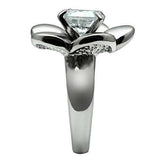 TK477 - High polished (no plating) Stainless Steel Ring with AAA Grade CZ in Clear - Alamode - Flyclothing LLC