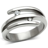 TK478 - High polished (no plating) Stainless Steel Ring with AAA Grade CZ in Clear - Alamode - Flyclothing LLC