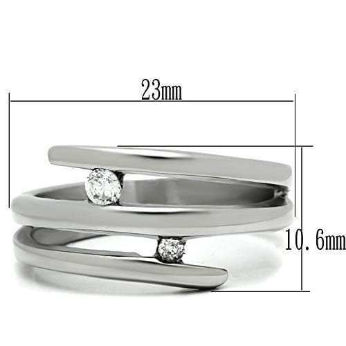 TK478 - High polished (no plating) Stainless Steel Ring with AAA Grade CZ in Clear - Alamode - Flyclothing LLC