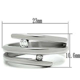 TK478 - High polished (no plating) Stainless Steel Ring with AAA Grade CZ in Clear - Alamode - Flyclothing LLC