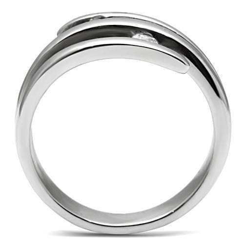 TK478 - High polished (no plating) Stainless Steel Ring with AAA Grade CZ in Clear - Alamode - Flyclothing LLC
