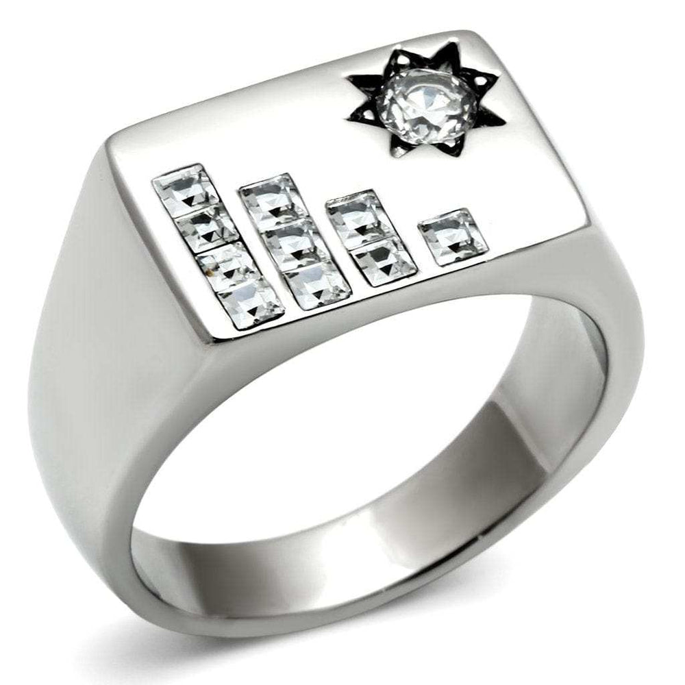 TK481 - High polished (no plating) Stainless Steel Ring with AAA Grade CZ in Clear - Alamode - Flyclothing LLC