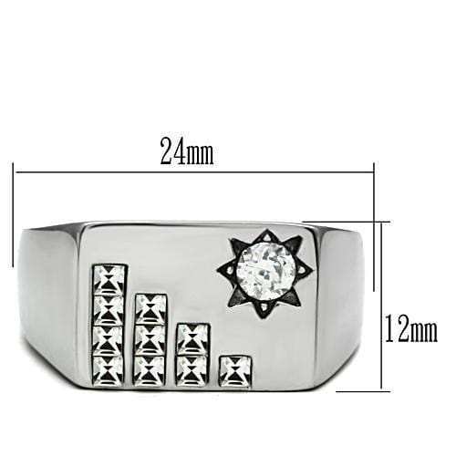 TK481 - High polished (no plating) Stainless Steel Ring with AAA Grade CZ in Clear - Alamode - Flyclothing LLC