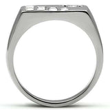 TK481 - High polished (no plating) Stainless Steel Ring with AAA Grade CZ in Clear - Alamode - Flyclothing LLC