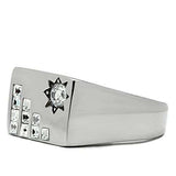 TK481 - High polished (no plating) Stainless Steel Ring with AAA Grade CZ in Clear - Alamode - Flyclothing LLC