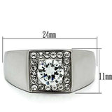 TK483 - High polished (no plating) Stainless Steel Ring with AAA Grade CZ in Clear - Alamode - Flyclothing LLC