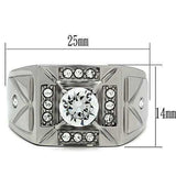 TK486 - High polished (no plating) Stainless Steel Ring with AAA Grade CZ in Clear - Alamode - Flyclothing LLC