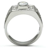 TK486 - High polished (no plating) Stainless Steel Ring with AAA Grade CZ in Clear - Alamode - Flyclothing LLC