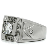 TK486 - High polished (no plating) Stainless Steel Ring with AAA Grade CZ in Clear - Alamode - Flyclothing LLC