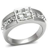 TK487 - High polished (no plating) Stainless Steel Ring with Top Grade Crystal in Clear - Alamode - Flyclothing LLC