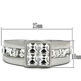 TK487 - High polished (no plating) Stainless Steel Ring with Top Grade Crystal in Clear - Alamode - Flyclothing LLC