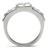 TK487 - High polished (no plating) Stainless Steel Ring with Top Grade Crystal in Clear - Alamode - Flyclothing LLC