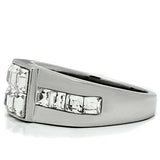 TK487 - High polished (no plating) Stainless Steel Ring with Top Grade Crystal in Clear - Alamode - Flyclothing LLC