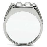 TK488 - High polished (no plating) Stainless Steel Ring with Top Grade Crystal in Clear - Alamode - Flyclothing LLC