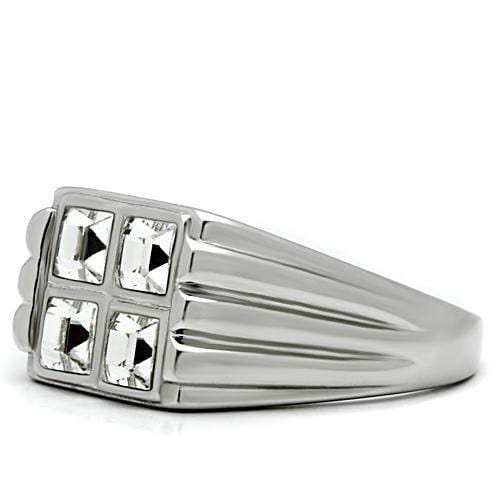 TK488 - High polished (no plating) Stainless Steel Ring with Top Grade Crystal in Clear - Alamode - Flyclothing LLC