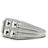 TK488 - High polished (no plating) Stainless Steel Ring with Top Grade Crystal in Clear - Alamode - Flyclothing LLC