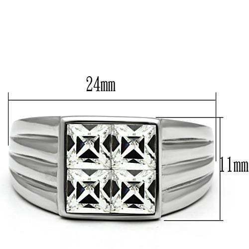 TK489 - High polished (no plating) Stainless Steel Ring with Top Grade Crystal in Clear - Alamode - Flyclothing LLC