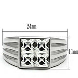 TK489 - High polished (no plating) Stainless Steel Ring with Top Grade Crystal in Clear - Alamode - Flyclothing LLC