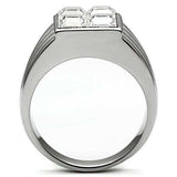 TK489 - High polished (no plating) Stainless Steel Ring with Top Grade Crystal in Clear - Alamode - Flyclothing LLC