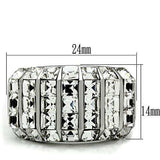 TK490 - High polished (no plating) Stainless Steel Ring with Top Grade Crystal in Clear - Alamode - Flyclothing LLC