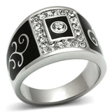 TK492 - High polished (no plating) Stainless Steel Ring with Top Grade Crystal in Clear - Alamode - Flyclothing LLC